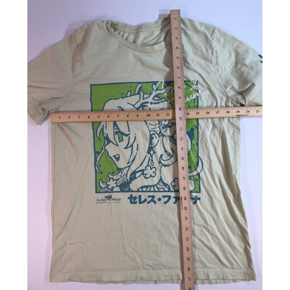 Hololive Meet Ceres Fauna VTuber Graphic T-Shirt Sage Green Mens Small Anime Tee - Picture 3 of 5